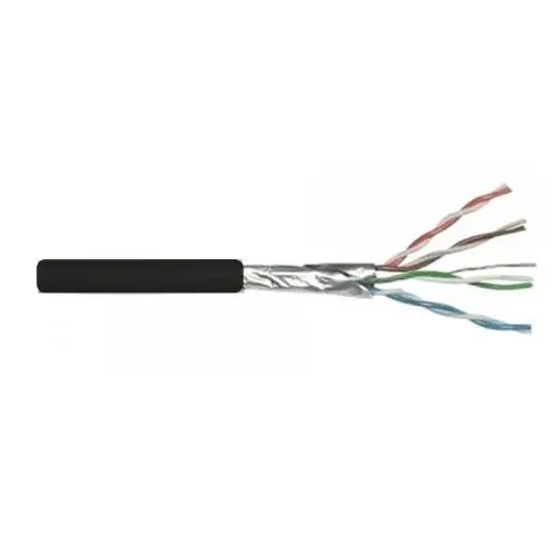 Cablu de rețea CAT6 FTP ecranat, cupru solid 99.99%, 0.5mm, rolă 305m, negru