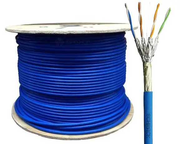 Cablu de retea F/FTP Schrack, CAT6A, 500MHz, 4x2xAWG23, LS0H-3, albastru, rola 200m, HSEKP423HA200