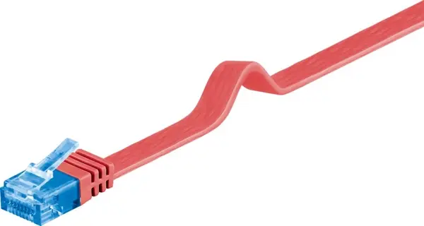 Cablu de retea RJ45 CAT 6A flat UTP 0.5m Rosu, Goobay 96300