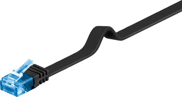Cablu de retea RJ45 CAT 6A flat UTP 10m Negru, Goobay 96367