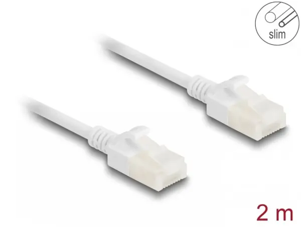 Cablu de retea RJ45 Cat.6A UTP pentru uz industrial Slim 2m Alb, Delock 80360