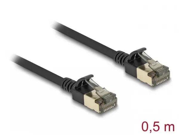 Cablu de retea RJ45 Cat.8.1 FTP Slim Pro 0.5m Negru, Delock 80338