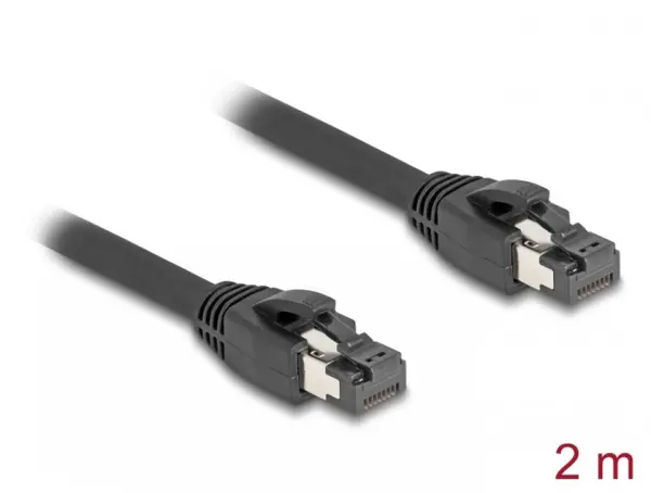 Cablu de retea RJ45 Cat. 8.1 S/FTP LSOH GHMT 2m Negru, Delock 80234