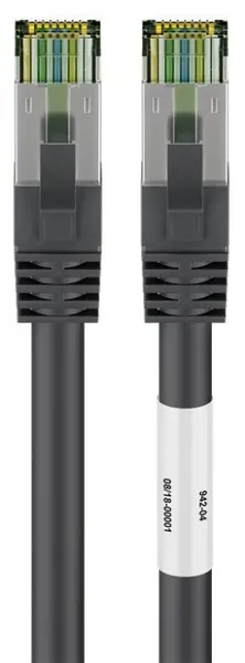 Cablu de retea RJ45 S/FTP CAT 8.1 cu mufe CAT 6A 15m Negru, Goobay G66727