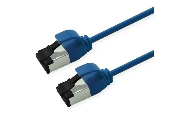 Cablu de retea RJ45 Slim U/FTP Cat. 8.1 (Class I) LSOH 0.3m Albastru, Roline 21.15.3251
