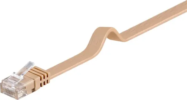 Cablu de retea RJ45 UTP cat 6 1m cupru Flat Maro deschis, Goobay 95880