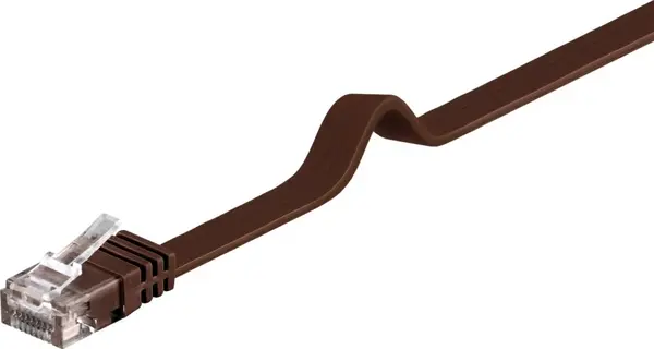 Cablu de retea RJ45 UTP cat 6 2m cupru Flat Maro inchis, Goobay 95894