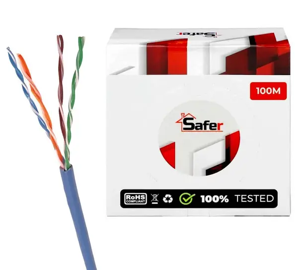 Cablu de retea UTP, Cat5e, cupru, 100 metri, Safer, SAF-CAT5EU920-U-100M-CU