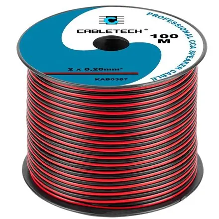 Cablu difuzor CCA, 2 x 0.2 mm2, culoare negru-rosu, rola 100 m KAB0387