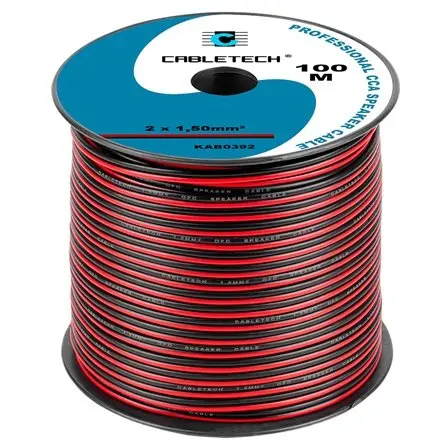 Cablu difuzor CCA, 2 x 1.5 mm2, culoare negru-rosu, Rola 100 m KAB0392