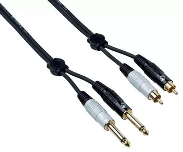Cablu dublu Bespeco - EAY2JR150, 6,3 mm/RCA, 1,5 m, negru