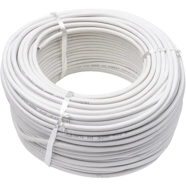 Cablu Electric Simplu Alb, 2 x 1 x 100 m, Clasa de Protectie A++