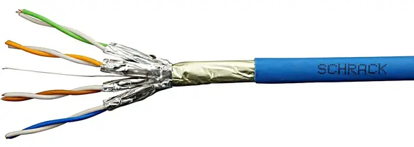Cablu F/FTP retea Schrack Cat.6a HSKP423HA9, 4x2xAWG23/1, 500MHz, LS0H-3, Dca, albastru, ecranaj superior, lungime 100 m