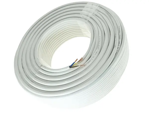 Cablu flexibil de tip MYYM, 3 fire litate cu diametrul de 0.75mm2 din Cupru, Rola 100m, Alb, CU-MYYM3X0.75