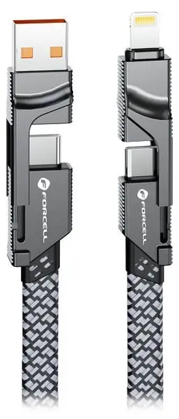 Cablu Forcell - F-Energy C241 4 в 1, USB-C/USB-A, USB-C/Lightning, 60W, 1m