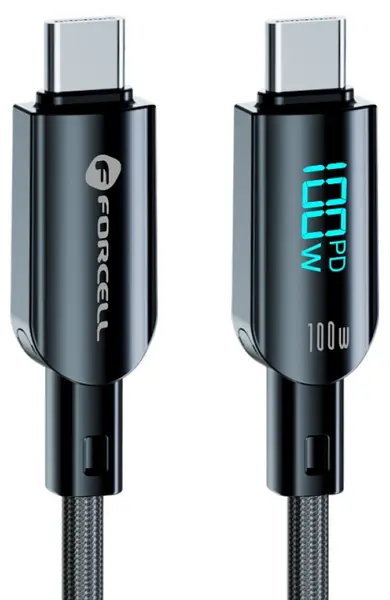 Cablu Forcell - F-Energy C277, USB-C/USB-C, 100W, 1.2m, negru