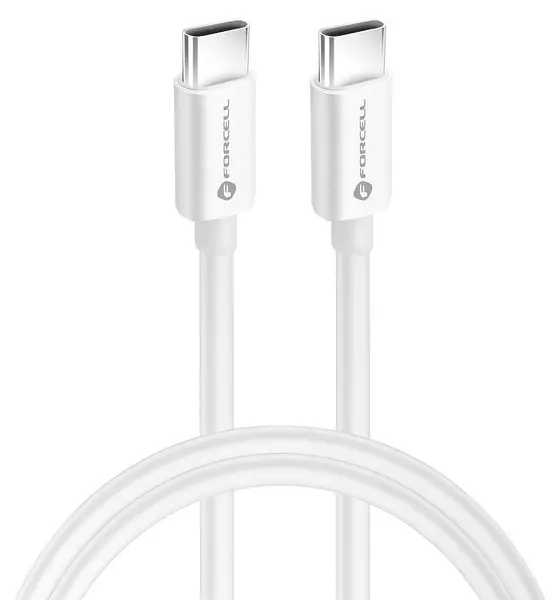 Cablu Forcell - F-Energy C338, USB-C/USB-C, 60W, 1 m, alb