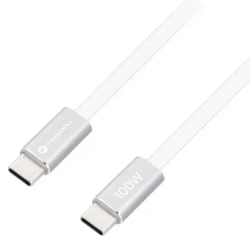 Cablu Forcell - F-Energy, USB-C/USB-C, 100W, 5A, 1.2 m, alb