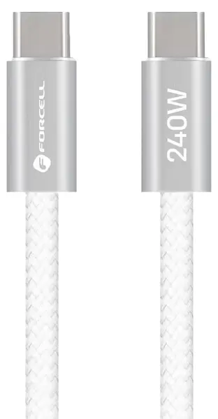 Cablu Forcell - F-Energy, USB-C/USB-C, 240W, 5A, 1.2 m, alb
