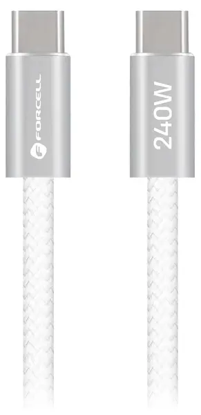 Cablu Forcell - F-Energy, USB-C/USB-C, 240W, 5A, 2 m, alb