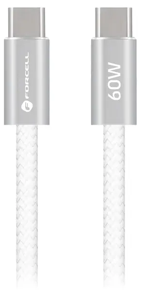 Cablu Forcell - F-Energy, USB-C/USB-C, 60W, 1.2 m, alb