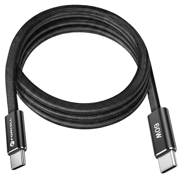 Cablu Forcell - F-Energy, USB-C/USB-C, 60W, 1.2m, negru