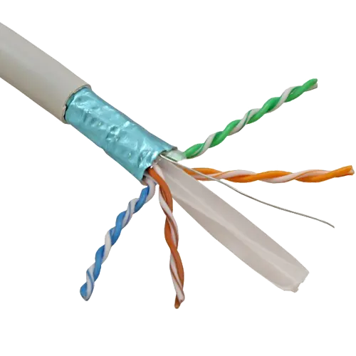 Cablu FTP Cat 6E cupru solid 100%, manta LSZH ignifugă, rolă 305 m, ELAN ELN-FTP-6-CU