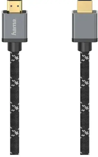 Cablu HAMA 205238, HDMI - HDMI, 1m, 8K HDR, placat aur (Negru/Gri)