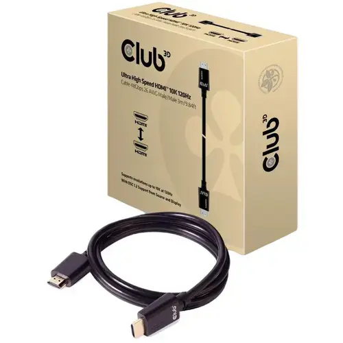 Cablu HDMI Club3D, 10 K, 120 Hz, 48 Gbps, 3 m, Negru
