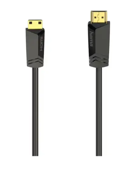 Cablu HDMI - mini HDMI HAMA 205015, 1.5m, 4K HDR, placat cu aur (Negru)