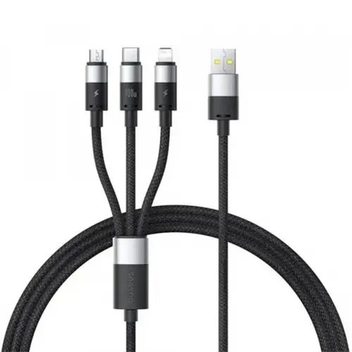 Cablu incarcare Baseus StarSpeed 3in1 USB-A - Lightning / microUSB / USB-C, 100W, 1.5m (Negru)