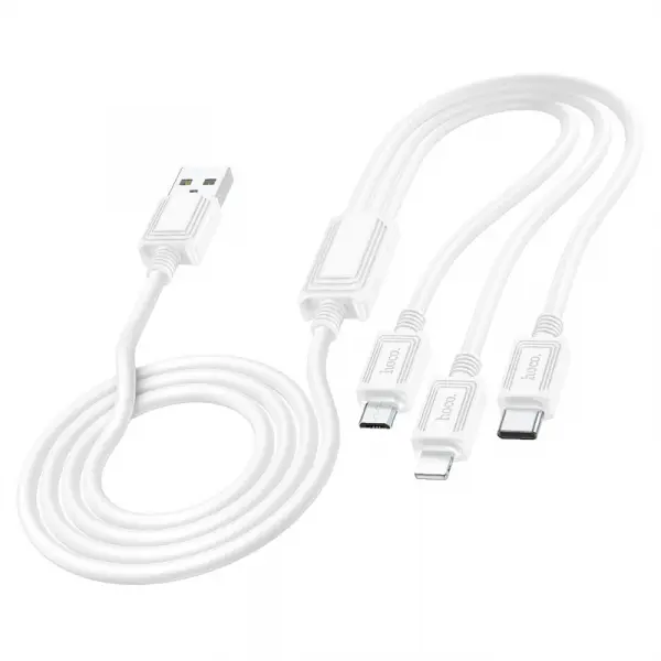 Cablu Incarcare USB-A - Lightning / microUSB / USB-C HOCO X74 3in1, 18W, 1m, Alb