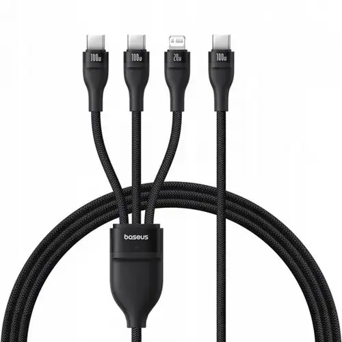 Cablu Incarcare USB-C - Lightning / 2 x USB-C Baseus Flash Series III 3in1 P10377502111-00, 100W, 1.5m, Negru
