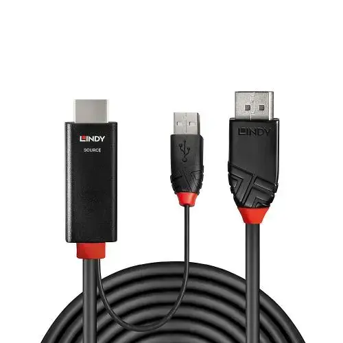 Cablu Lindy LY-41498, HDMI + USB-A - DisplayPort, 1m