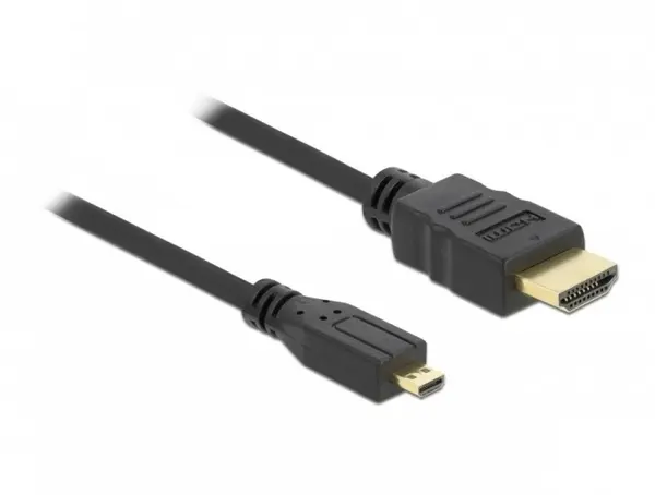 Cablu micro HDMI-D la HDMI 4K T-T 2m Negru, Delock 82664