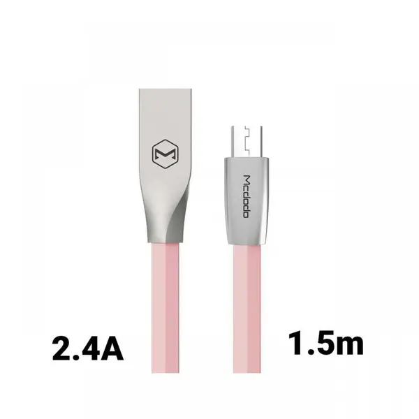 Cablu MicroUSB Mcdodo Zn-Link Silver Pink (1.5m, 2.4A max)
