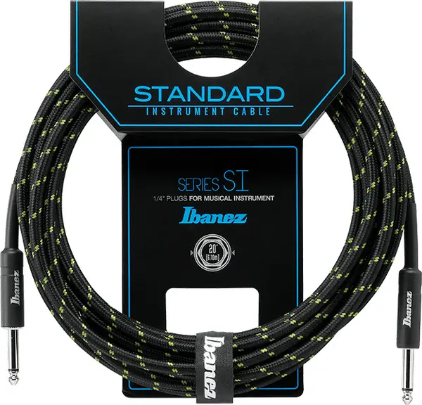 Cablu pentru chitară Ibanez - SI20 BG, 6.3 mm, 6.1 m, negru/verde