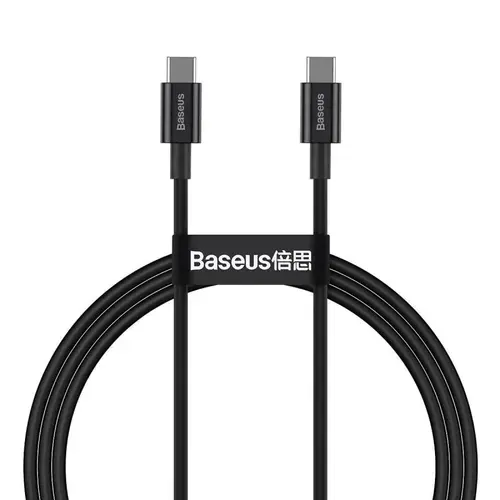 Cablu pentru incarcare si transfer de date Baseus Superior, 2x USB Type-C, 100W, 1m, Negru