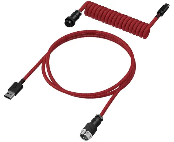 Cablu pentru tastatură HyperX – Cablu răsucit, 1.37 m, roșu/negru