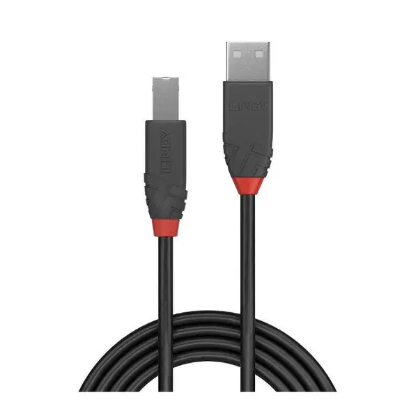 Cablu periferice LINDY Anthra, USB 2.0 Male Tip A - USB Male 2.0 Tip B, 0.2m, Negru