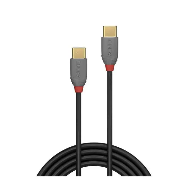 Cablu periferice LINDY Anthra, USB 2.0 tip C Male - USB 2.0 tip C Male, 1m, negru-gri
