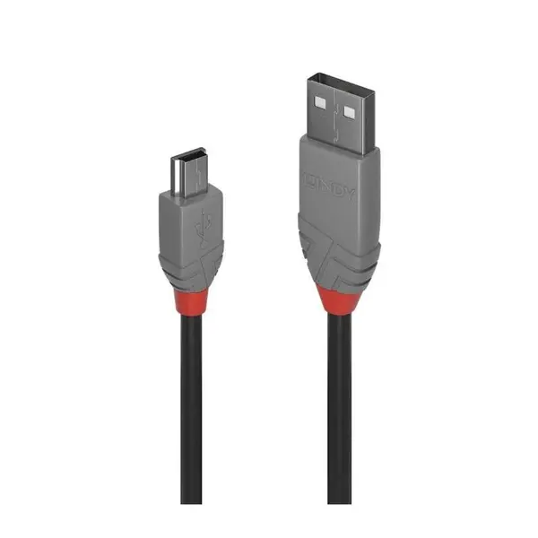Cablu periferice LINDY USB 2.0 Male tip A - miniUSB 2.0 Male tip B, 5m, negru-gri