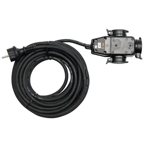 Cablu prelungitor 20m, splitter, Yato YT-81162 (Negru)