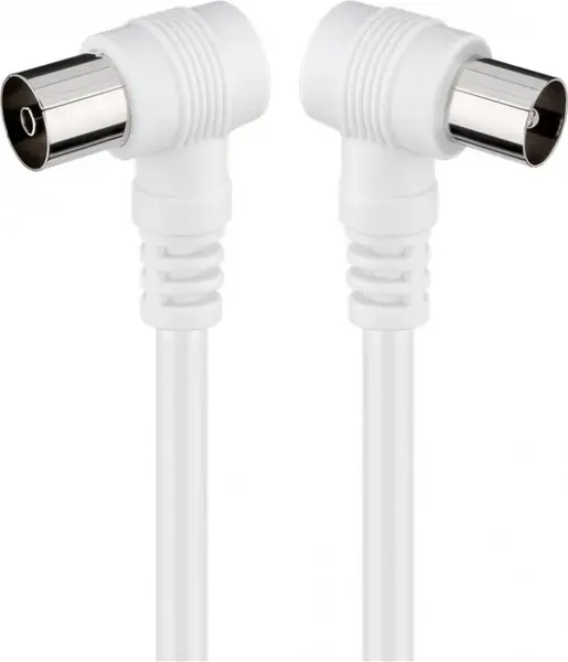 Cablu prelungitor antena coaxial unghi 90 grade 1.5m T-M Alb, Goobay 11520