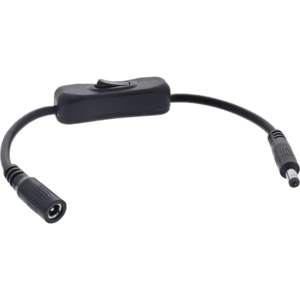 Cablu prelungitor DC 5.5x2.1mm T-M cu switch 0.2m, InLine IL26906B
