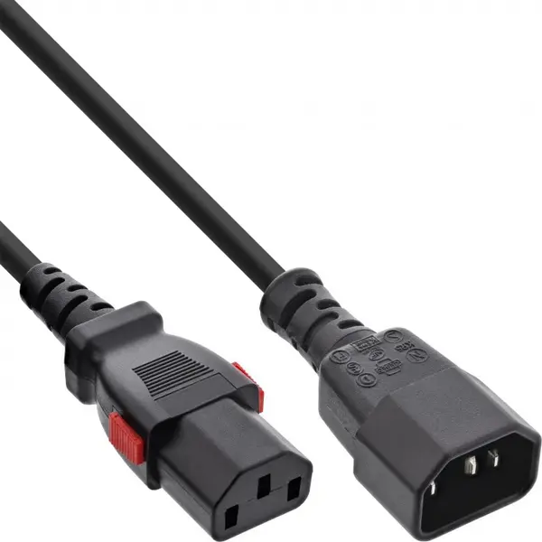 Cablu prelungitor de alimentare C13 lockable la C14 0.5m, InLine IL16934L