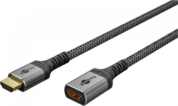Cablu prelungitor HDMI 8K60Hz/4K120Hz T-M 5m brodat Alb/Negru, Goobay G79108