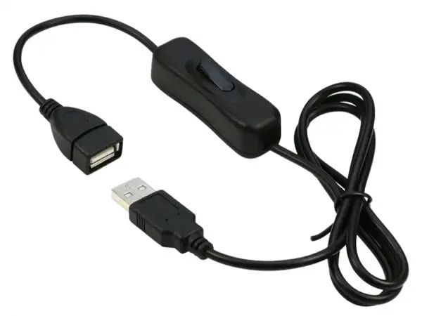 Cablu prelungitor incarcare USB-A T-M cu switch ON/OFF 1m, kupaasw1