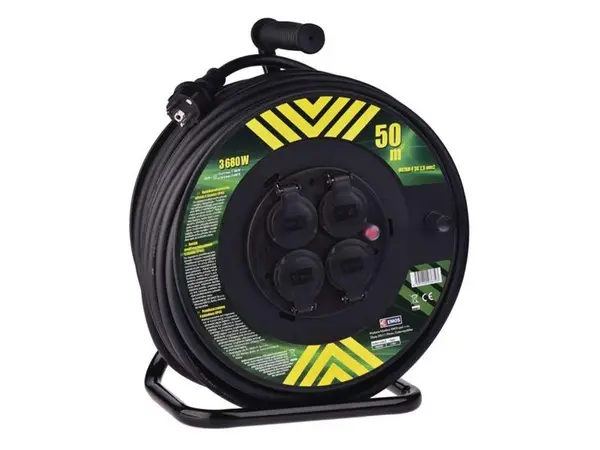 Cablu prelungitor pe tambur - 4 prize 50m EMOS P084503