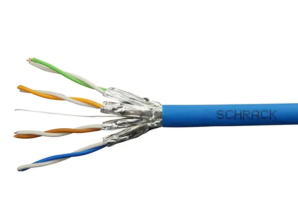 Cablu retea U/FTP Cat 6a, Schrack HSKF423HB5, ecranat, cupru, AWG23, LSOH, tambur 500m, albastru